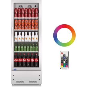 8.0 Cu.ft Merchandiser Refrigerator, 35~46?, 21.7" W Glass Door Upright Display Refrigerator, Light Box Beverage Cooler, LED Lighting, Drink Fridge-Black, for Home Restaurant Grocery Stores