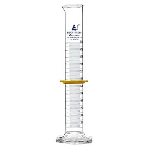 EISCO Graduated Cylinder, 250mL - ASTM, Class A Tolerance ±1.00mL - Protective Collar, Hexagonal Base - Blue Graduations - Borosilicate 3.3 Glass
