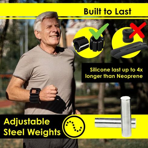 أوزان معصم قابلة للتعديل بوزن 1 رطل من ToneyWalkers مقاومة للماء، مجموعة من 2 أوزان قابلة للارتداء بإضاءة LED للتمرين في الهواء الطلق والمشي لمسافات طويلة والجري والمشي in Kuwait
