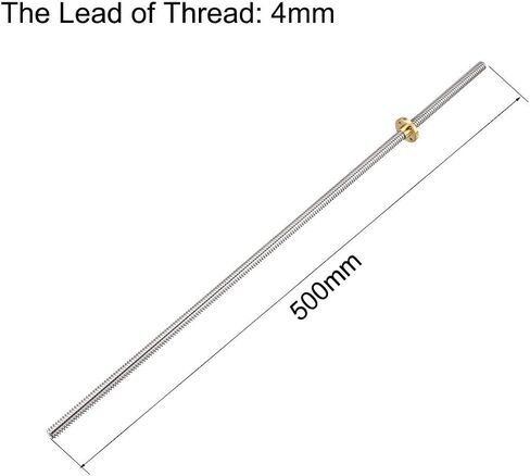 uxcell 500mm Length T8 8mm Dia Lead Screw Rod,4 Lead Stainless Steel Lead Screw Rod with Copper Nut Trapezoidal Thread for 3D Printer Z Axis in Saudi Arabia