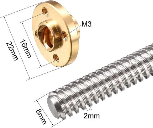 uxcell 500mm Length T8 8mm Dia Lead Screw Rod,4 Lead Stainless Steel Lead Screw Rod with Copper Nut Trapezoidal Thread for 3D Printer Z Axis in Saudi Arabia