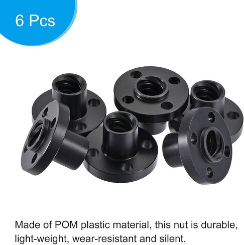 Uxcell T8 POM الرصاص المسمار شبه منحرف الجوز 2 مم الملعب 8 مم الرصاص للطابعة ثلاثية الأبعاد أسود 6 قطع in Kuwait