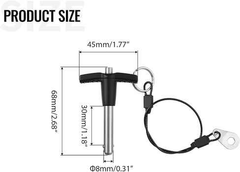 T Handle Quick Release Pin 3/8 Inch Diameter ,Stainless Steel Ball Locking Pin with Push Button Lanyard Cable Usable Length 3.94"(9.5*100mm) in Saudi Arabia