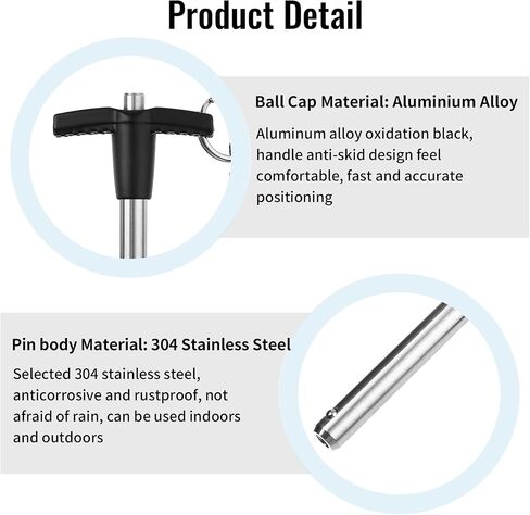 T Handle Quick Release Pin 3/8 Inch Diameter ,Stainless Steel Ball Locking Pin with Push Button Lanyard Cable Usable Length 3.94"(9.5*100mm) in Saudi Arabia