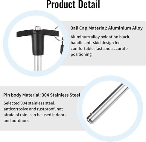 T Handle Quick Release Pin 3/8 Inch Diameter ,Stainless Steel Ball Locking Pin with Push Button Lanyard Cable Usable Length 3.94"(9.5*100mm) in Saudi Arabia