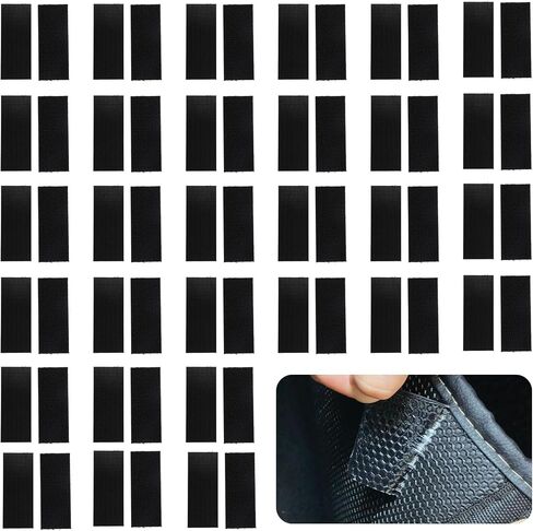 30 Pairs 1.3x3.2 Inch Hook and Loop Strips, Strong Back Adhesive Heavy Duty Double-Sided Interlocking Mounting Tape for Wall Hanging, Fabric, Sofa Couch Cushions, Rug(Black) in Saudi Arabia