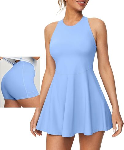 Heathyoga Womens Tennis Dress with Shorts Underneath Athletic Dress for Women Workout Dress with Pockets Romper Dress in Kuwait