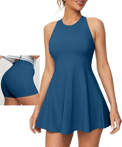 Heathyoga Womens Tennis Dress with Shorts Underneath Athletic Dress for Women Workout Dress with Pockets Romper Dress in Kuwait