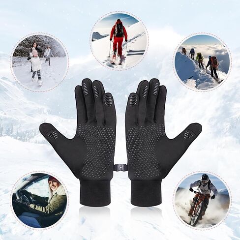 قفازات شتوية مبطنة تعمل باللمس قفازات رياضية دافئة ضد الرياح مضادة للانزلاق لركوب الدراجات والجري والمشي لمسافات طويلة والجري والتزلج - متوسط in Kuwait