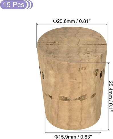 MECCANIXITY Tapered Cork, 20.6x15.9x25.4mm Natural Wooden Leakproof Soft Cork Stoppers for Wine Beer Bottle Crafts Corks Plug Replacement Laboratory Supplies, Dark Wood Color, Pack of 15 in Saudi Arabia