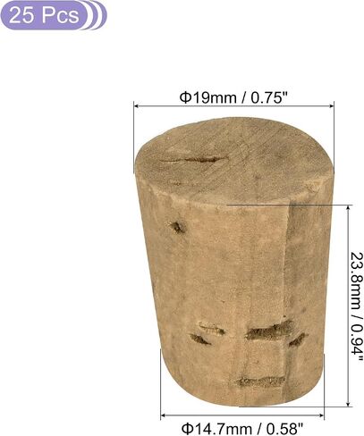 MECCANIXITY Tapered Cork, 19x14.7x23.8mm Natural Wooden Leakproof Soft Cork Stoppers for Wine Beer Bottle Crafts Corks Plug Replacement Laboratory Supplies, Dark Wood Color, Pack of 15 in Saudi Arabia