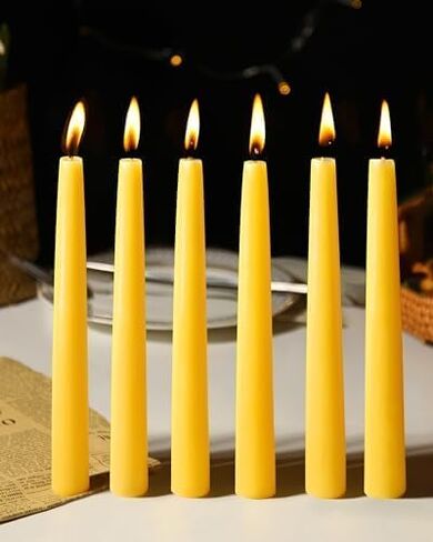 Beeswax Taper Candles 12 Pack Taper Candles Bulk 8-9 Hours Beeswax Candles Taper 8 inches 100% Pure Beeswax Candles-Smokeless and Dripless Taper Candles for Wedding, Dinner Parties（12 Pack ） in Saudi Arabia