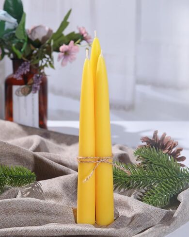Beeswax Taper Candles 12 Pack Taper Candles Bulk 8-9 Hours Beeswax Candles Taper 8 inches 100% Pure Beeswax Candles-Smokeless and Dripless Taper Candles for Wedding, Dinner Parties（12 Pack ） in Saudi Arabia