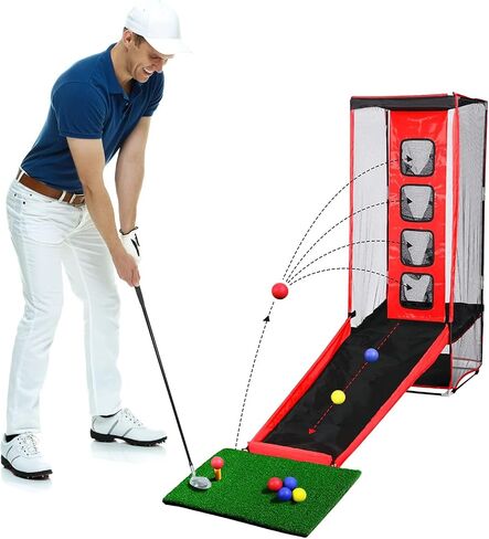 Golf Practice Chipping Net, Golf Hitting Training Golf Practice Net Indoor Backyard Home Chipping - 1 Golf Mat -5 Golf Balls - 1 Golf Tees- Golf Beginner Men Kids Indoor Outdoor Sports. in Saudi Arabia