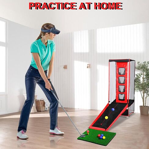 Golf Practice Chipping Net, Golf Hitting Training Golf Practice Net Indoor Backyard Home Chipping - 1 Golf Mat -5 Golf Balls - 1 Golf Tees- Golf Beginner Men Kids Indoor Outdoor Sports. in Saudi Arabia