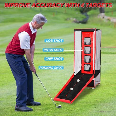 Golf Practice Chipping Net, Golf Hitting Training Golf Practice Net Indoor Backyard Home Chipping - 1 Golf Mat -5 Golf Balls - 1 Golf Tees- Golf Beginner Men Kids Indoor Outdoor Sports. in Saudi Arabia