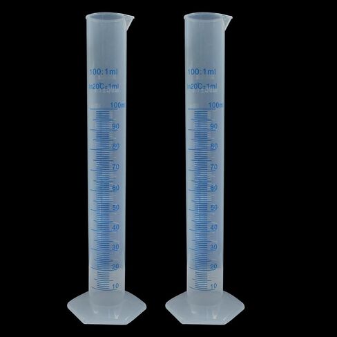 2 Pcs Plastic Graduated Cylinder 100 ml Transparent Measuring Cylinder with PP Material Hexagonal Base for Science & Projects in Saudi Arabia