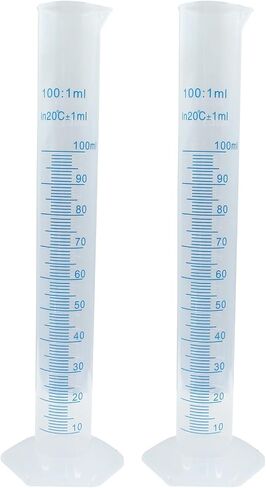 2 Pcs Plastic Graduated Cylinder 100 ml Transparent Measuring Cylinder with PP Material Hexagonal Base for Science & Projects in Saudi Arabia