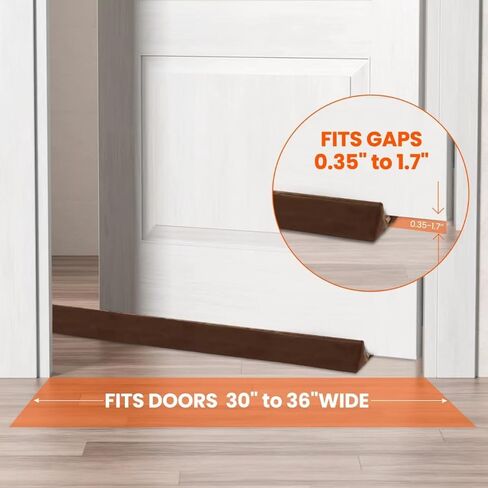 GDHOMM Door Draft Stopper Under Door Noise Blocker Door Sweep for Interior Doors Double Sided Door Air Smell Light Blocker | Adjustable Size 30" to 36"(Black) in Saudi Arabia