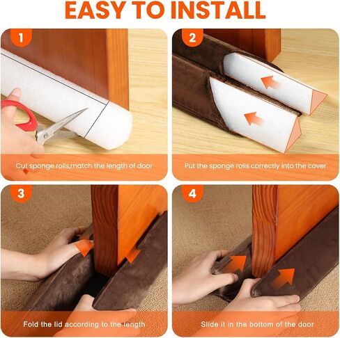 GDHOMM Door Draft Stopper Under Door Noise Blocker Door Sweep for Interior Doors Double Sided Door Air Smell Light Blocker | Adjustable Size 30" to 36"(Black) in Saudi Arabia