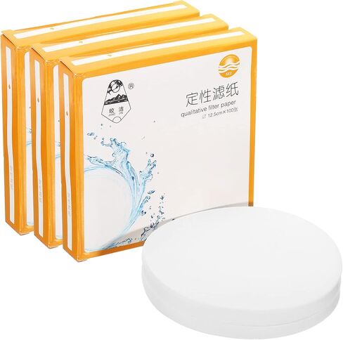 PATIKIL 300Pcs 12.5cm Qualitative Filter Paper Circles, Fast Speed Round Laboratory Filter Paper Chemical Industrial Oil Testing Funnel Filter Paper in Kuwait