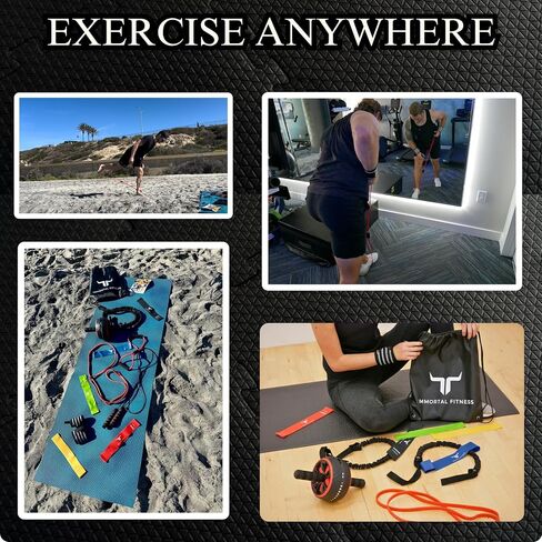Portable Home Workout Resistance Set - Physical Therapy at Home - Resistance Bands, Jump Rope, Ab Wheel, Push-up Bars, and More! Great for Training at Home or on The Go in Saudi Arabia