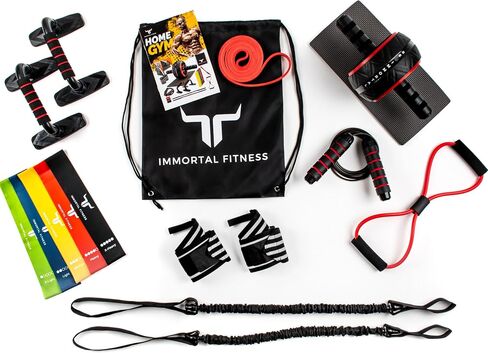 Portable Home Workout Resistance Set - Physical Therapy at Home - Resistance Bands, Jump Rope, Ab Wheel, Push-up Bars, and More! Great for Training at Home or on The Go in Saudi Arabia