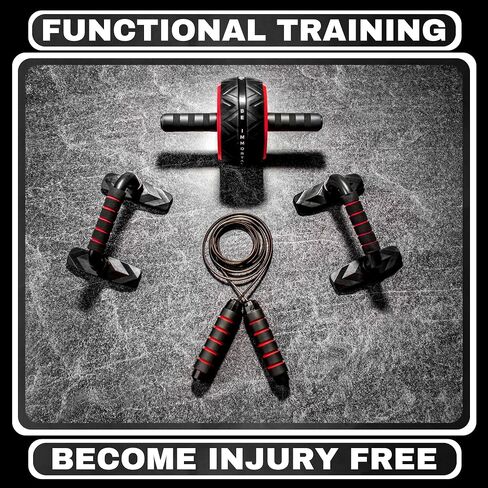 Portable Home Workout Resistance Set - Physical Therapy at Home - Resistance Bands, Jump Rope, Ab Wheel, Push-up Bars, and More! Great for Training at Home or on The Go in Saudi Arabia