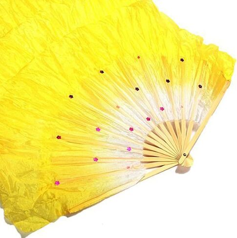 Snadulor 1.5M Hand Made Belly Dance Dancing Silk Bamboo Long Fans Veils for Party Stage Performance in Saudi Arabia
