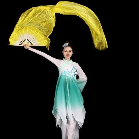 Snadulor 1.5M Hand Made Belly Dance Dancing Silk Bamboo Long Fans Veils for Party Stage Performance in Saudi Arabia