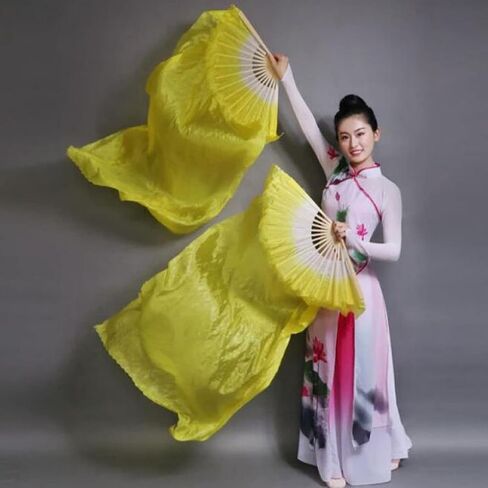 Snadulor 1.5M Hand Made Belly Dance Dancing Silk Bamboo Long Fans Veils for Party Stage Performance in Saudi Arabia