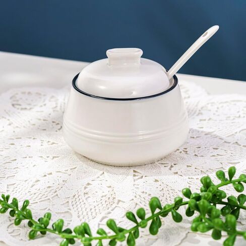250ml/8.45oz Ceramic Milk Frothing Pitchers and Sugar Bowl with Spoon Set of 3 Breakfast Tea and Coffee Service, Elegant Porcelain Creamer Drip-Free Spout, Microwave and Dishwasher Safe in Saudi Arabia