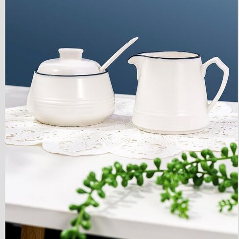 250ml/8.45oz Ceramic Milk Frothing Pitchers and Sugar Bowl with Spoon Set of 3 Breakfast Tea and Coffee Service, Elegant Porcelain Creamer Drip-Free Spout, Microwave and Dishwasher Safe in Saudi Arabia