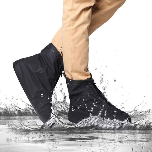 Waterproof Shoe Covers, Reusable Foldable Slip Proof Bottom Overshoes with Zipper, Keep Shoes Dry for Cycling Fishing Walking in Rain Snow and Mud in Kuwait