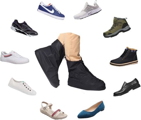 Waterproof Shoe Covers, Reusable Foldable Slip Proof Bottom Overshoes with Zipper, Keep Shoes Dry for Cycling Fishing Walking in Rain Snow and Mud in Kuwait