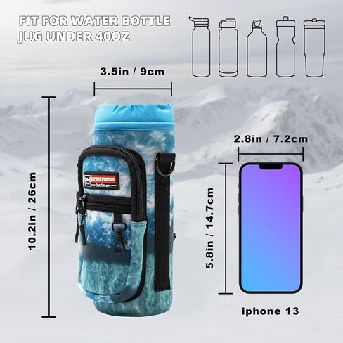 NATURE PIONEOR Water Bottle Carrier with Strap - 25/32/40OZ Neoprene Water Bottle Sling Bag Sleeve Case with 2 Pockets in Saudi Arabia