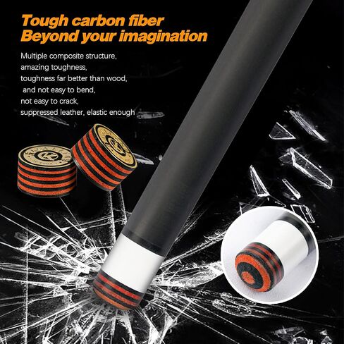 KONLLEN 3 Cushion Carom Cue Carbon Fiber Stick Technology Billiard Cue (Silver Ring Inlay,Carbon Fiber Shaft,142cm, 12mm 3c-Plus Tip, Radial Pin Joint, Adjustable Weight) in Saudi Arabia