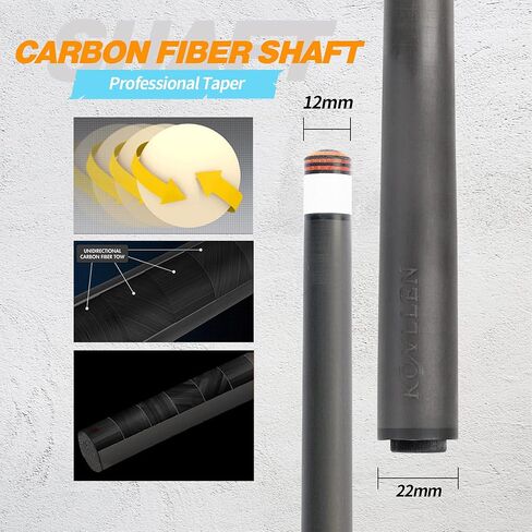 KONLLEN 3 Cushion Carom Cue Carbon Fiber Stick Technology Billiard Cue (Silver Ring Inlay,Carbon Fiber Shaft,142cm, 12mm 3c-Plus Tip, Radial Pin Joint, Adjustable Weight) in Saudi Arabia
