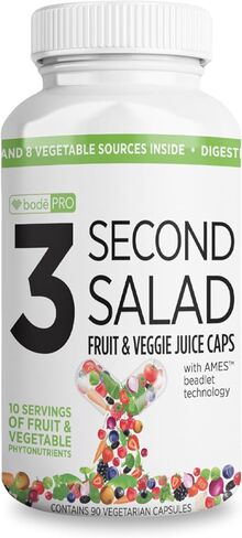 Bode Pro 3 Second Salad | Phytonutrient Rich Fruit and Veggie Supplement, Antioxidant and Digestive Enzyme Formula | Non-GMO Veggie Capsules | 90 Count in Saudi Arabia