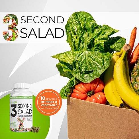 Bode Pro 3 Second Salad | Phytonutrient Rich Fruit and Veggie Supplement, Antioxidant and Digestive Enzyme Formula | Non-GMO Veggie Capsules | 90 Count in Saudi Arabia