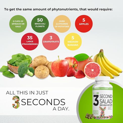 Bode Pro 3 Second Salad | Phytonutrient Rich Fruit and Veggie Supplement, Antioxidant and Digestive Enzyme Formula | Non-GMO Veggie Capsules | 90 Count in Saudi Arabia
