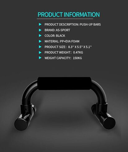 قضبان الدفع من جيم بوينت - مقبض تمرين رياضي منزلي مع قبضة إسفنجية مبطنة وهيكل قوي غير قابل للانزلاق - رائع لتمارين القوة - قضبان الدفع للرجال والنساء in Kuwait