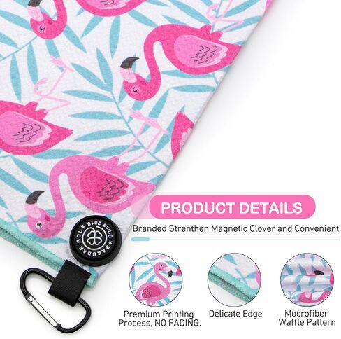 Magnetic Golf Towel for Men Women Golfer - Microfiber Golf Towel Magnet with Waffle Texture - Strengthen Magnet Golf Towels for Strong Hold to Metal Objects ((2.White w/Golfer)) in Saudi Arabia