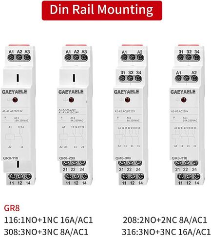 Intermediate Relay Auxiliary Relay 8A 2SPDT Din Rail Switch Relay(GR8-208,AC/DC 24V) in Saudi Arabia
