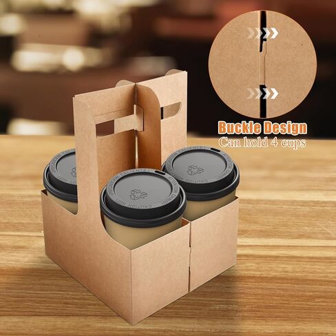 50 عبوة من حاملة المشروبات المكونة من كوبين مع مقبض، 12-30 أونصة من ورق الكرافت المقوى القابل للطي لحمل أكواب القهوة للمشروبات الباردة/الساخنة، حاملات أكواب للاستعمال مرة واحدة لخدمة توصيل المشروبات in Kuwait