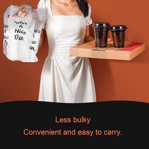 400pcs Drink Carrier for Delivery,Plastic Drink Packaging Bags 2 Cups Holder up to 28oz for Delivery,Take Out/Drink Cups/Beverage/Coffee/Tea/Juice in Saudi Arabia