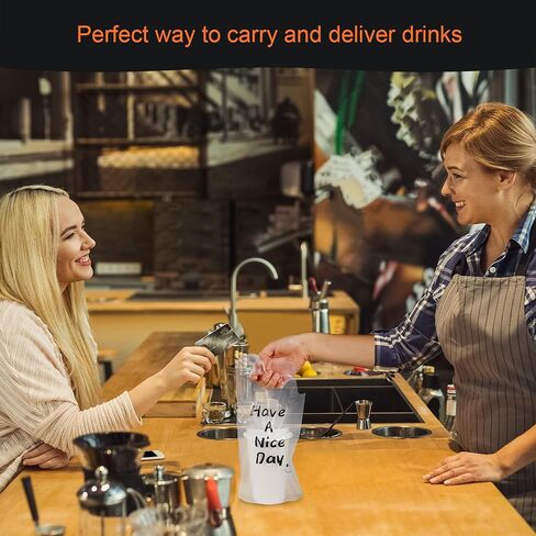 400pcs Drink Carrier for Delivery,Plastic Drink Packaging Bags 2 Cups Holder up to 28oz for Delivery,Take Out/Drink Cups/Beverage/Coffee/Tea/Juice in Saudi Arabia