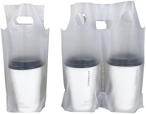 400pcs Drink Carrier for Delivery,Plastic Drink Packaging Bags 2 Cups Holder up to 28oz for Delivery,Take Out/Drink Cups/Beverage/Coffee/Tea/Juice in Saudi Arabia