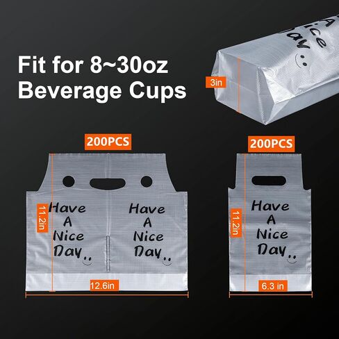 400pcs Drink Carrier for Delivery,Plastic Drink Packaging Bags 2 Cups Holder up to 28oz for Delivery,Take Out/Drink Cups/Beverage/Coffee/Tea/Juice in Saudi Arabia