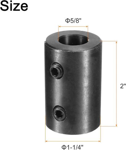 uxcell Shaft Coupling 5/8" Bore, 1-1/4" OD, 2" Length, Black Oxide Plated Steel Rigid Coupling, Motor Wheel Coupler, (2 Set Screws) in Kuwait